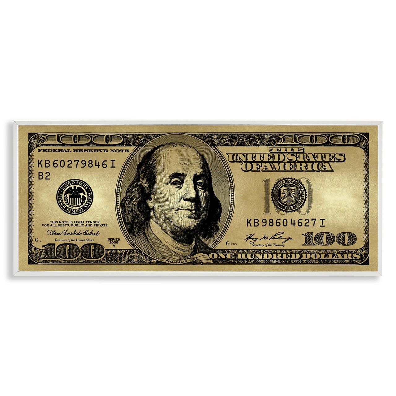 Stupell Industries Hundred Dollar Bill Framed Giclee Wall Art Design by Madeline Blake